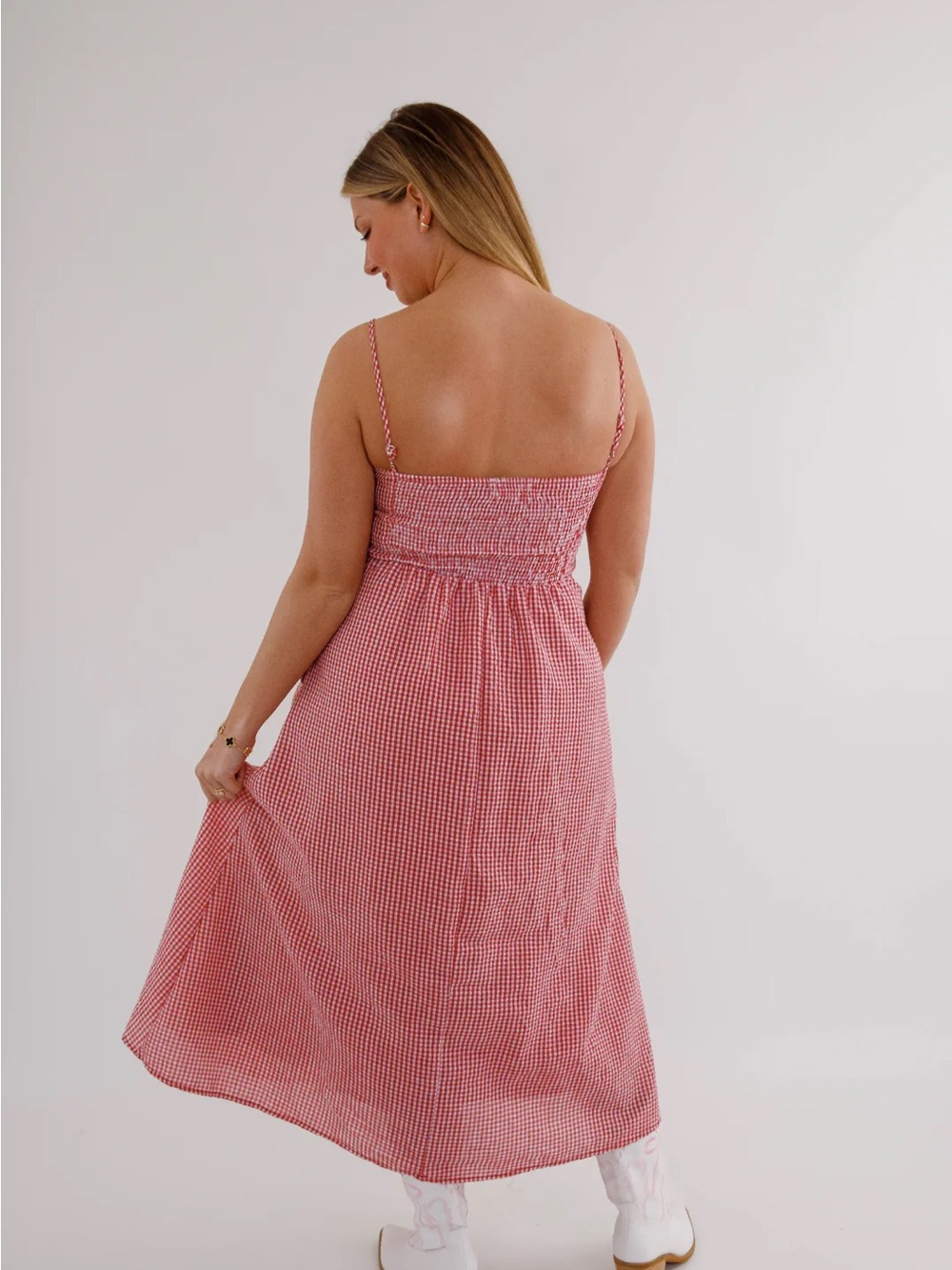 House of Harlow 1960 Red Gingham Midi Dress - Picture 3 of 4